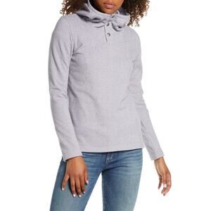 [The North Face] Purple Knit Stitch Fleece Hoodie Snap Button Mock Neck Sz Large